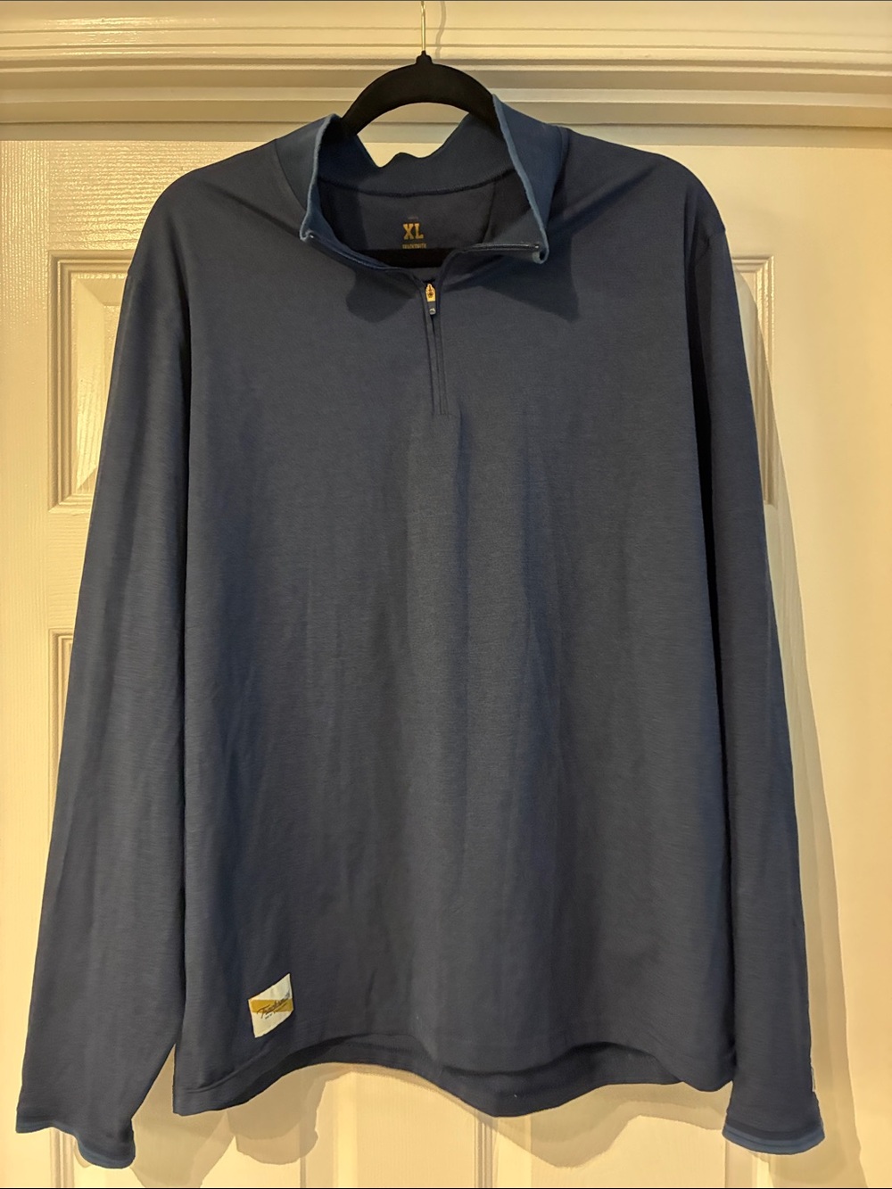 Tracksmith Men's Quarter-Zip Pullover in Navy Blue